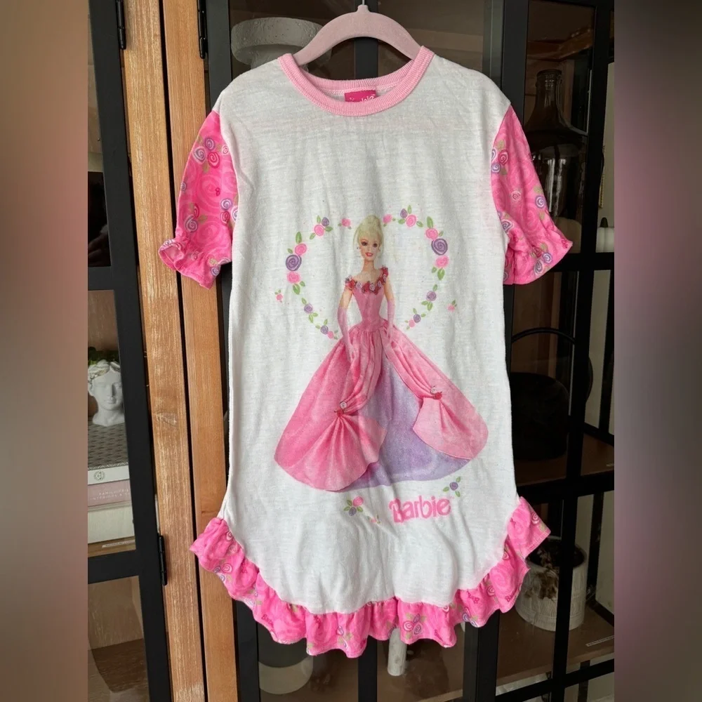 1998 Vintage Barbie nightgown dress toddler girl pajamas roses mattel ruffle